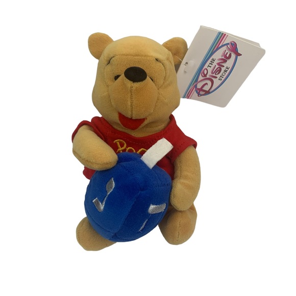 Disney Store 8" Mini Bean Bag Hanukkah Winnie The Pooh With Dreidel, NWT - Picture 1 of 3